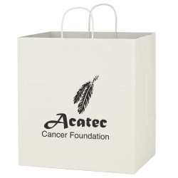 Kraft Paper White Shopping Bag - 14" X 15"